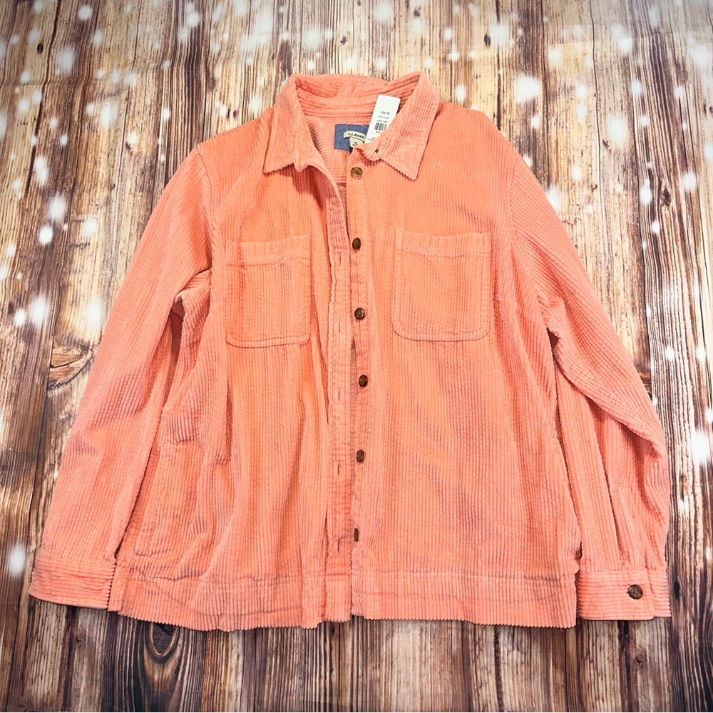 L.L. Bean Peach Corduroy Shirt Women’s Size XL PET